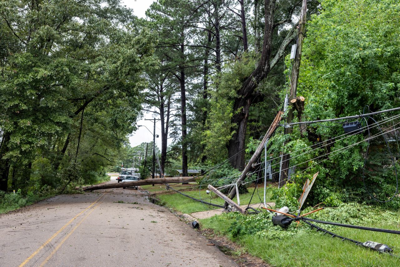 Storm damage on Cedars of Lebanon Rd. in Jackson, Mississippi